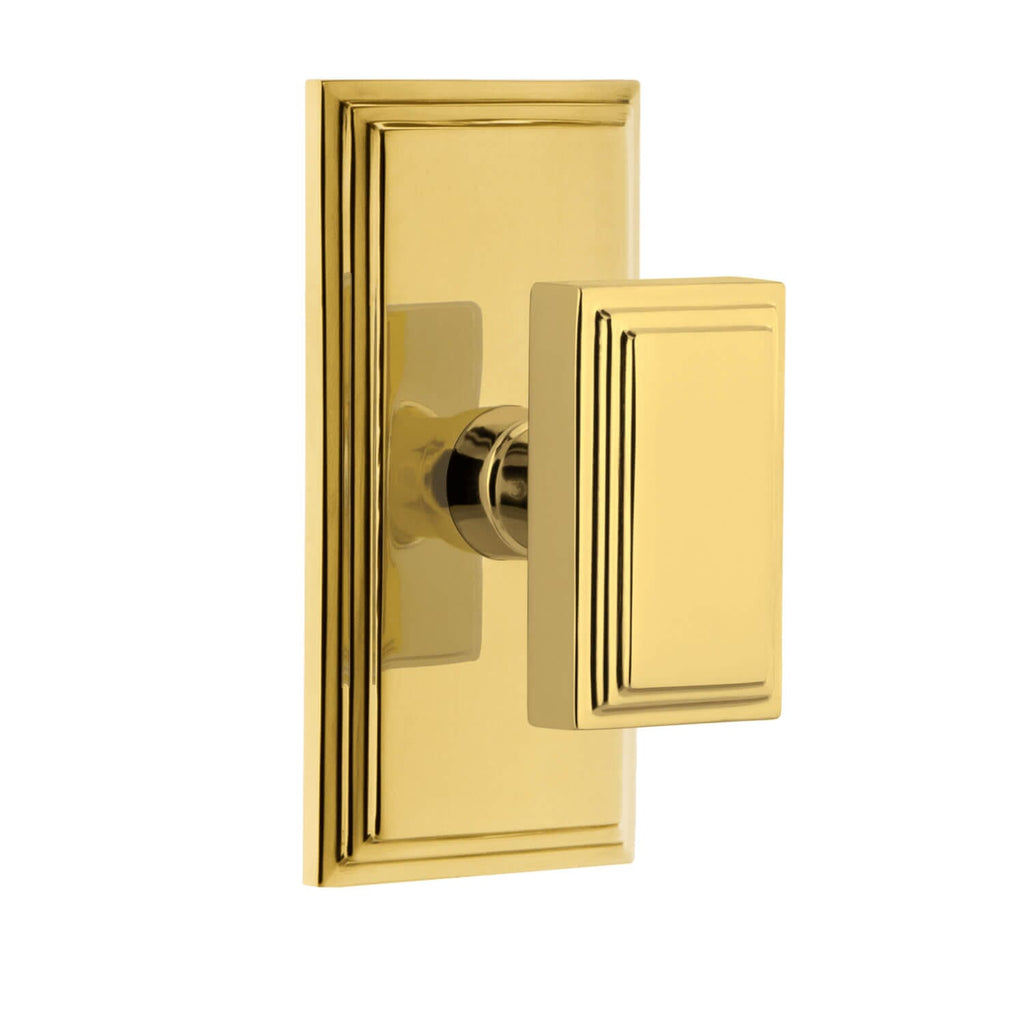 Carré Short Plate with Carré Knob in Lifetime Brass