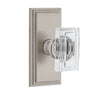 Carré Short Plate with Carré Crystal Knob in Satin Nickel