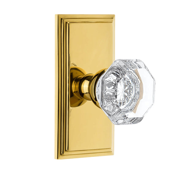 Carré Short Plate with Chambord Crystal Knob in Polished Brass