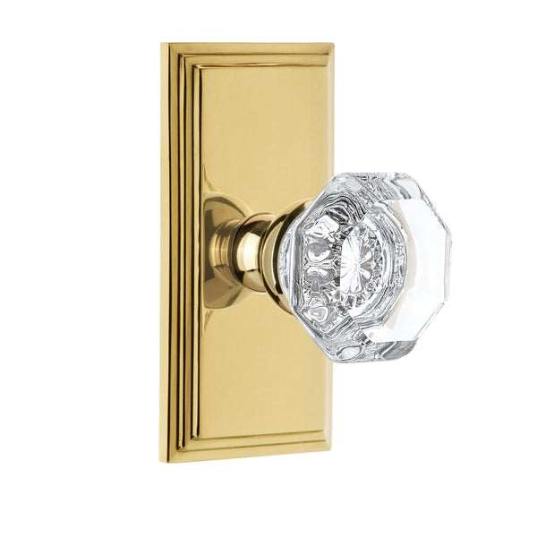 Carré Short Plate with Chambord Crystal Knob in Polished Brass