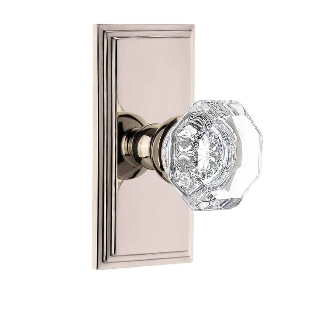 Carré Short Plate with Chambord Crystal Knob in Polished Nickel
