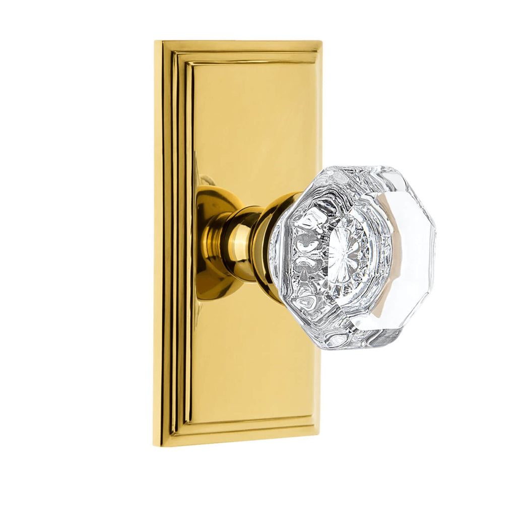 Carré Short Plate with Chambord Crystal Knob in Lifetime Brass