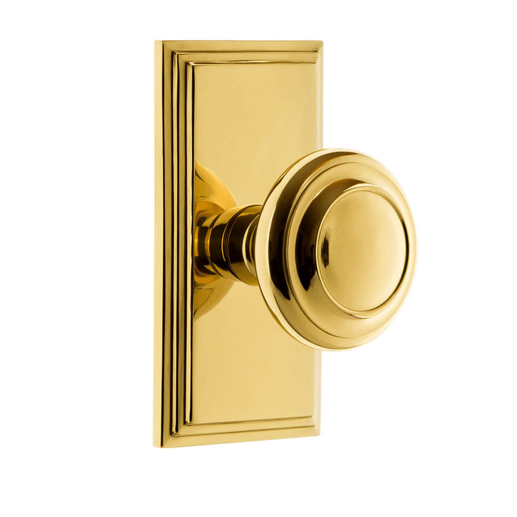 Carré Short Plate with Circulaire Knob in Polished Brass