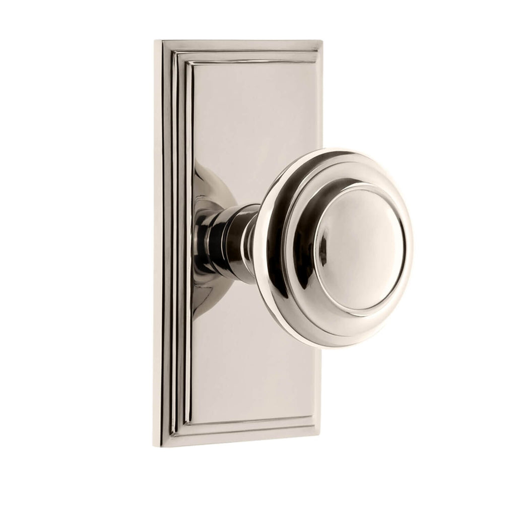 Carré Short Plate with Circulaire Knob in Polished Nickel