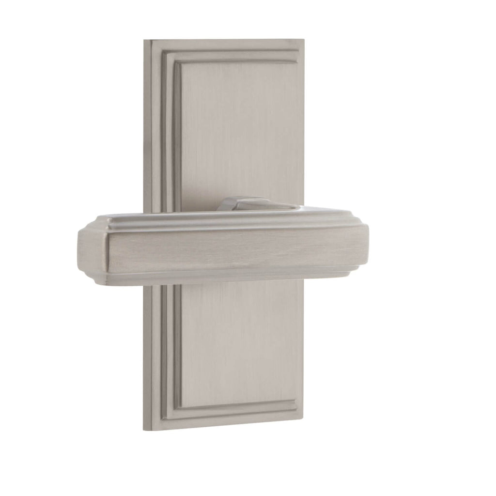 Carré Short Plate with Carré Lever in Satin Nickel