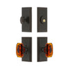 Carre Short Plate Entry Set with Baguette Amber Crystal Knob in Timeless Bronze