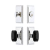 Carre Short Plate Entry Set with Baguette Black Crystal Knob in Bright Chrome