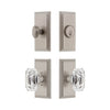 Carre Short Plate Entry Set with Baguette Clear Crystal Knob in Satin Nickel