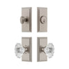 Carre Short Plate Entry Set with Biarritz Crystal Knob in Satin Nickel