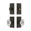 Carre Short Plate Entry Set with Biarritz Crystal Knob in Timeless Bronze