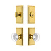 Carre Short Plate Entry Set with Bordeaux Crystal Knob in Lifetime Brass