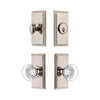 Carre Short Plate Entry Set with Bordeaux Crystal Knob in Polished Nickel