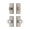 Carre Short Plate Entry Set with Bordeaux Crystal Knob in Satin Nickel