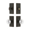 Carre Short Plate Entry Set with Bordeaux Crystal Knob in Timeless Bronze