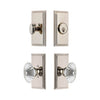 Carre Short Plate Entry Set with Burgundy Crystal Knob in Polished Nickel