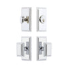 Carre Short Plate Entry Set with Carre Knob in Bright Chrome