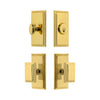 Carre Short Plate Entry Set with Carre Knob in Lifetime Brass