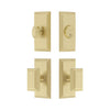 Carre Short Plate Entry Set with Carre Knob in Satin Brass