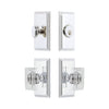 Carre Short Plate Entry Set with Carre Crystal Knob in Bright Chrome