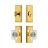 Carre Short Plate Entry Set with Carre Crystal Knob in Lifetime Brass