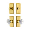 Carre Short Plate Entry Set with Chambord Crystal Knob in Lifetime Brass