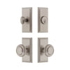 Carre Short Plate Entry Set with Circulaire Knob in Satin Nickel