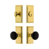 Carre Short Plate Entry Set with Coventry Knob in Lifetime Brass