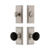 Carre Short Plate Entry Set with Coventry Knob in Satin Nickel