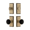 Carre Short Plate Entry Set with Coventry Knob in Vintage Brass