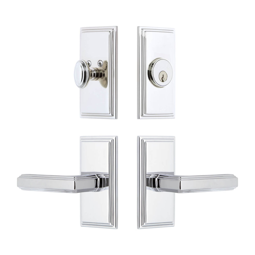 Carre Short Plate Entry Set with Carre Lever in Bright Chrome