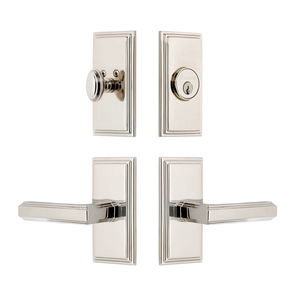 Carre Short Plate Entry Set with Carre Lever in Polished Nickel