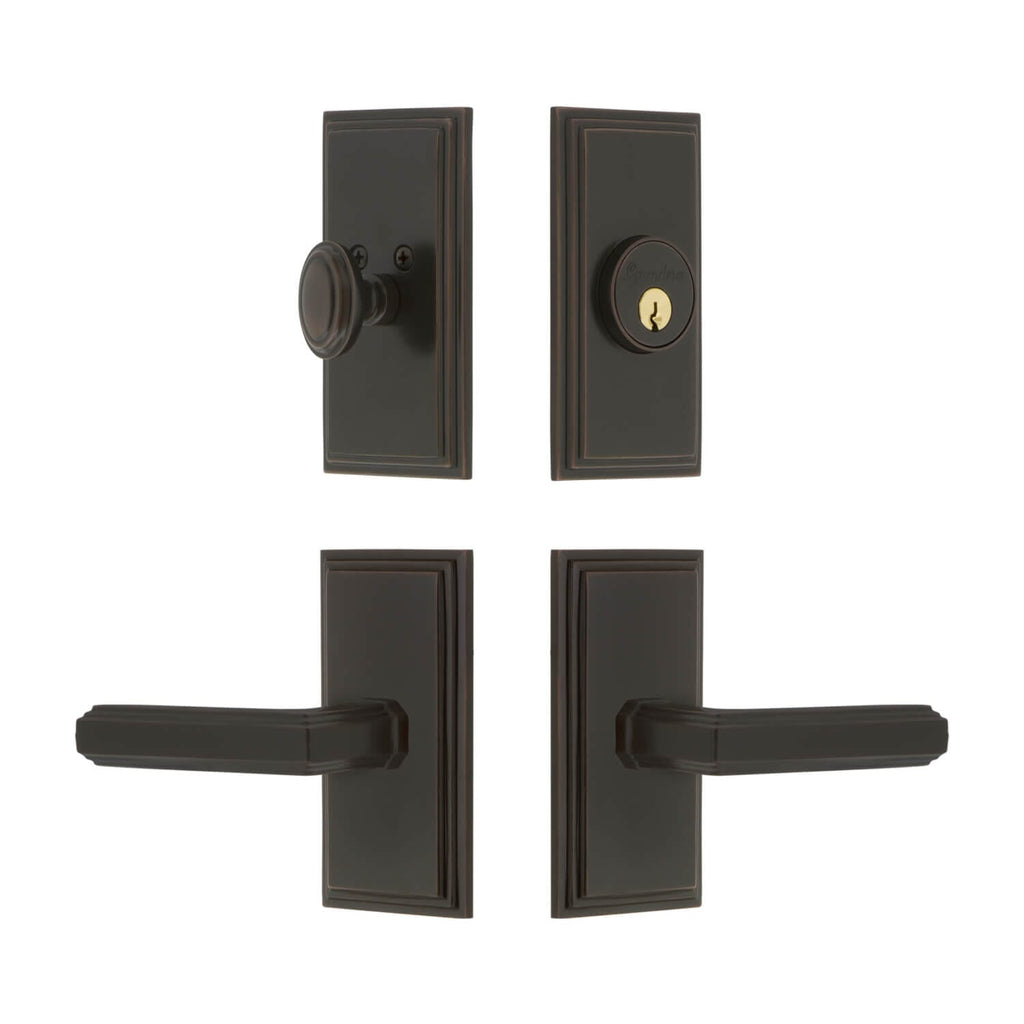 Carre Short Plate Entry Set with Carre Lever in Timeless Bronze