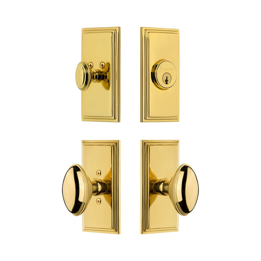Carre Short Plate Entry Set with Eden Prairie Knob in Lifetime Brass