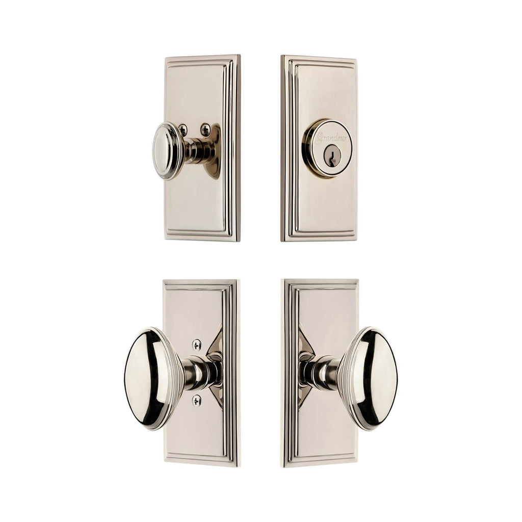 Carre Short Plate Entry Set with Eden Prairie Knob in Polished Nickel