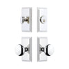 Carre Short Plate Entry Set with Fifth Avenue Knob in Bright Chrome