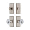 Carre Short Plate Entry Set with Fontainebleau Crystal Knob in Satin Nickel