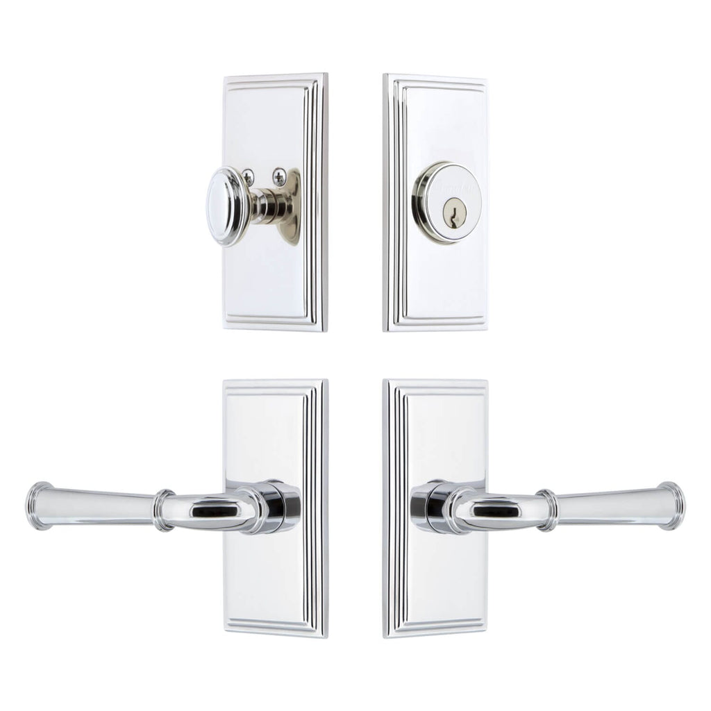 Carre Short Plate Entry Set with Georgetown Lever in Bright Chrome