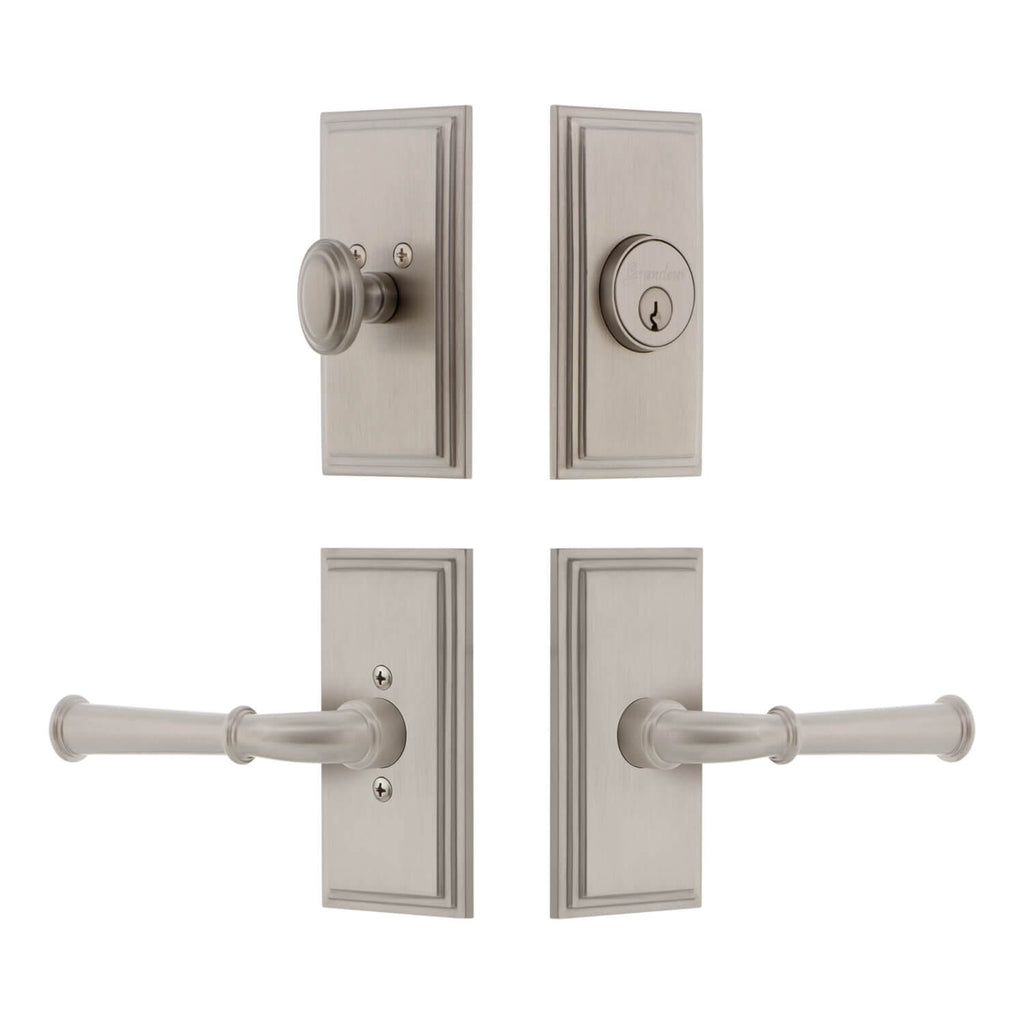 Carre Short Plate Entry Set with Georgetown Lever in Satin Nickel