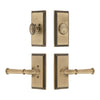 Carre Short Plate Entry Set with Georgetown Lever in Vintage Brass