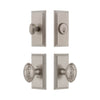 Carre Short Plate Entry Set with Grande Victorian Knob in Satin Nickel