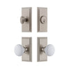 Carre Short Plate Entry Set with Hyde Park Knob in Satin Nickel