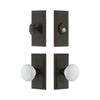 Carre Short Plate Entry Set with Hyde Park Knob in Timeless Bronze