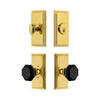 Carre Short Plate Entry Set with Lyon Knob in Lifetime Brass