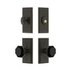 Carre Short Plate Entry Set with Lyon Knob in Timeless Bronze