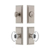 Carre Short Plate Entry Set with Provence Crystal Knob in Satin Nickel