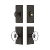 Carre Short Plate Entry Set with Provence Crystal Knob in Timeless Bronze