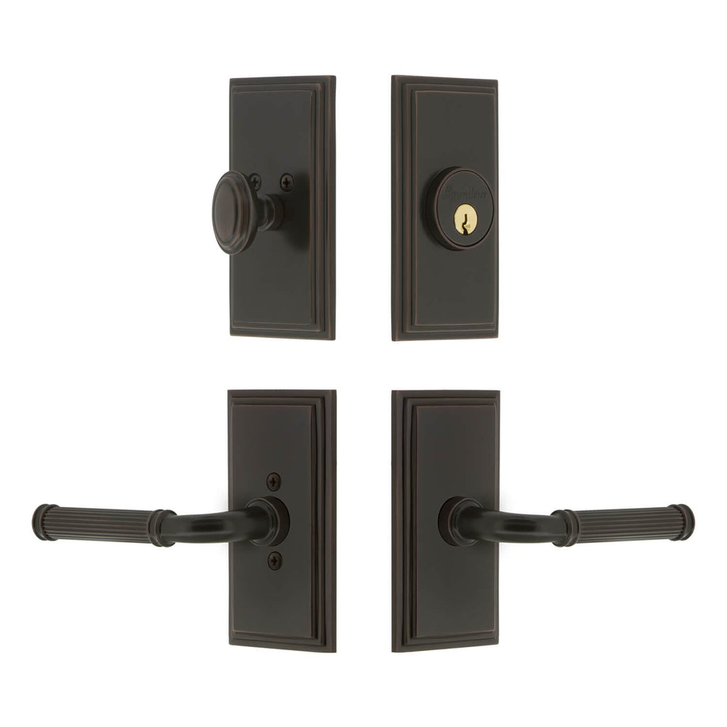 Carre Short Plate Entry Set with Soleil Lever in Timeless Bronze