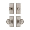 Carre Short Plate Entry Set with Soleil Knob in Satin Nickel