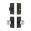 Carre Short Plate Entry Set with Versailles Crystal Knob in Timeless Bronze