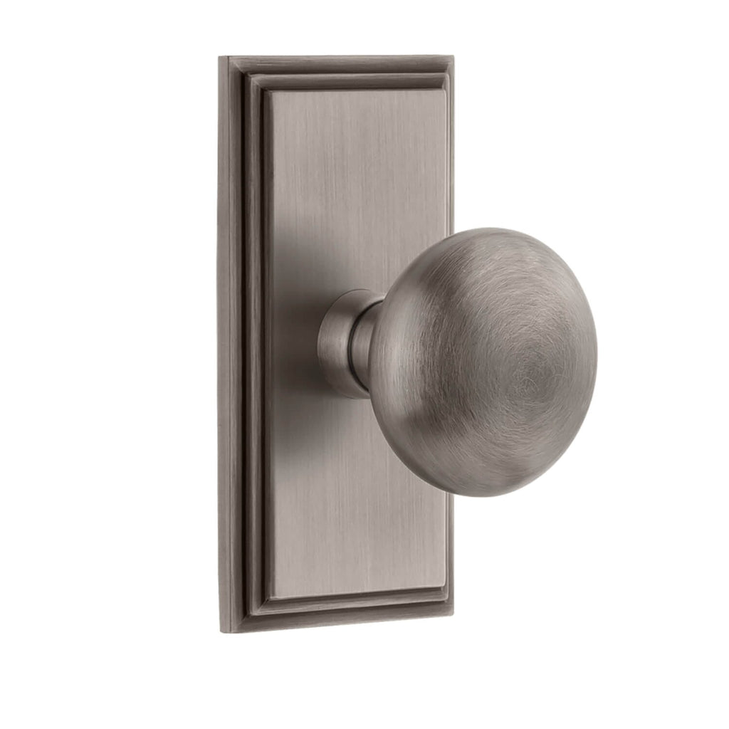 Carré Short Plate with Fifth Avenue Knob in Antique Pewter